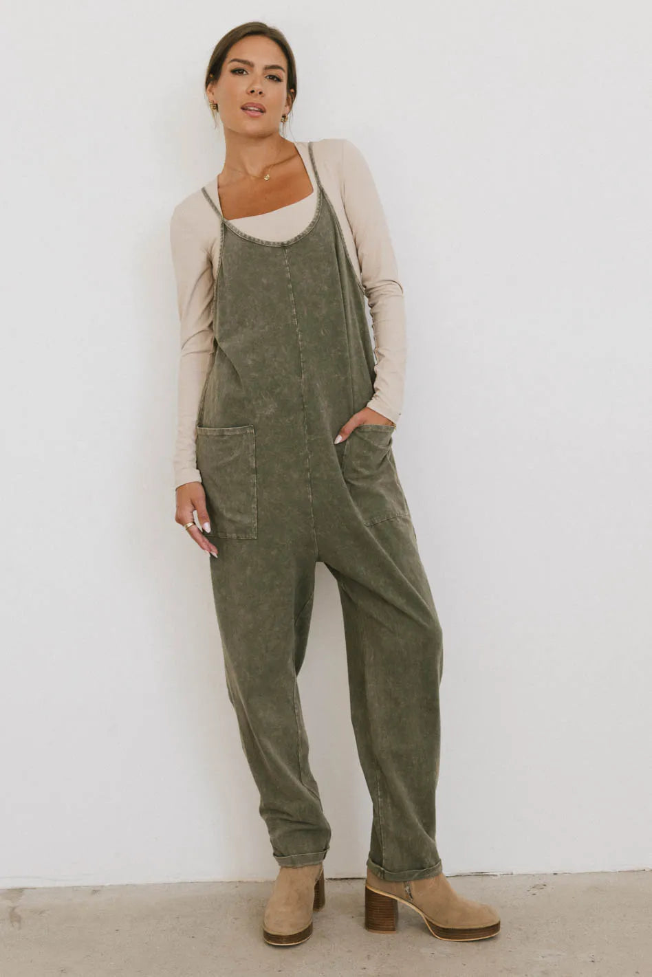 Bram Overalls in Olive FINAL SALE
