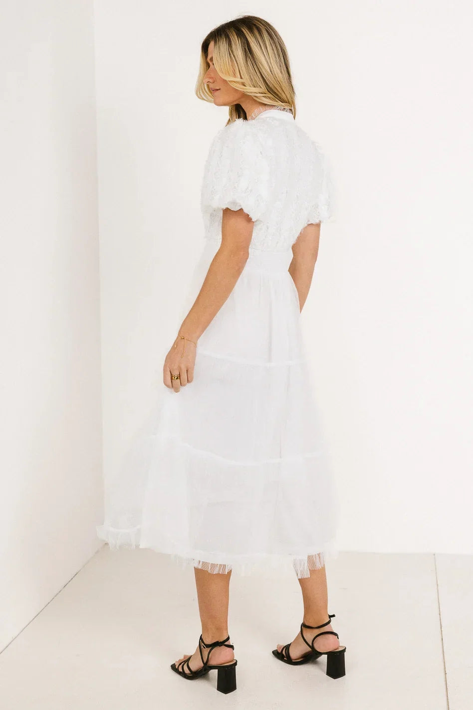 Padme Mesh Midi Dress in White FINAL SALE