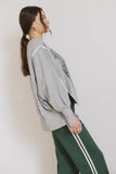 Varsity Distressed Top in Grey FINAL SALE