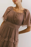 Eugena Ruffled Maxi Dress in Mocha FINAL SALE