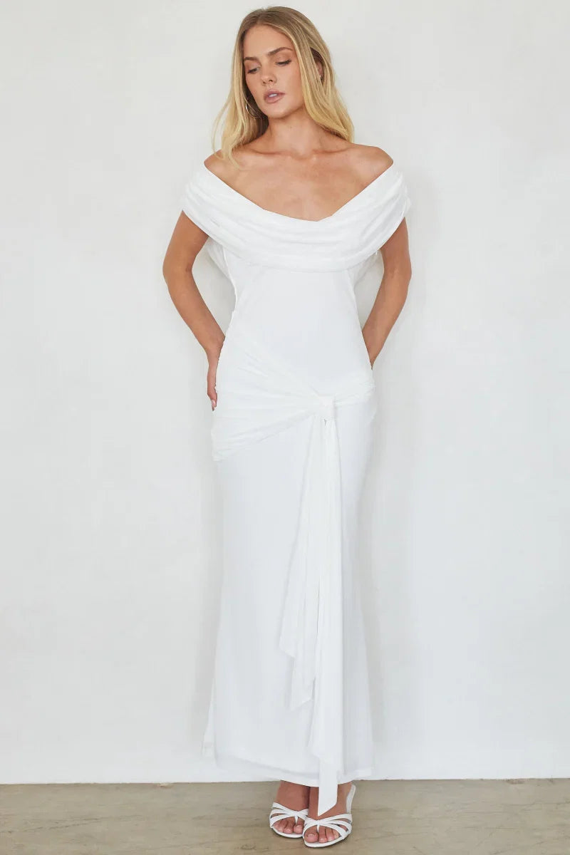 Dorit Mesh Tie Waist Maxi Dress