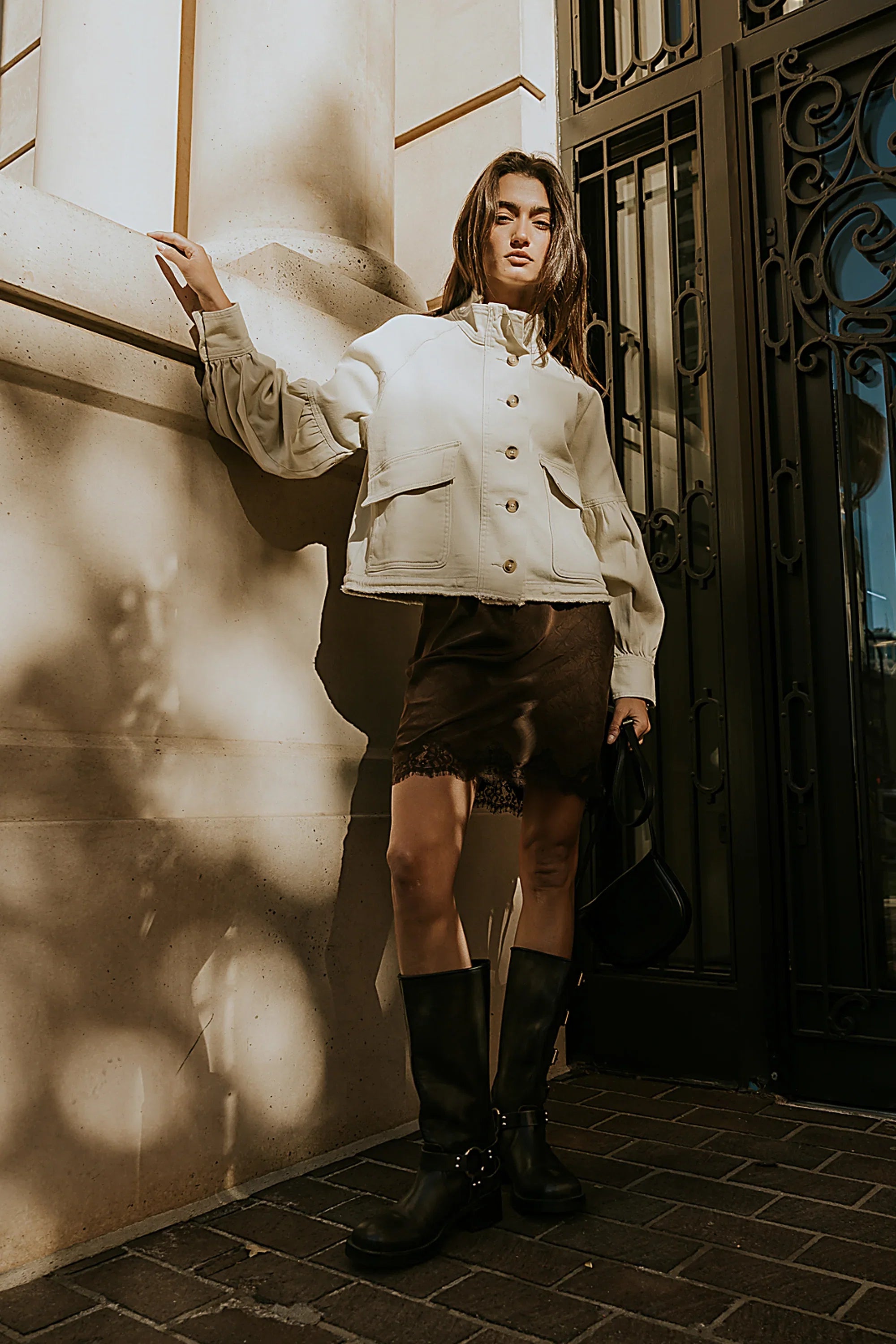 Sasha Denim Jacket in Cream FINAL SALE