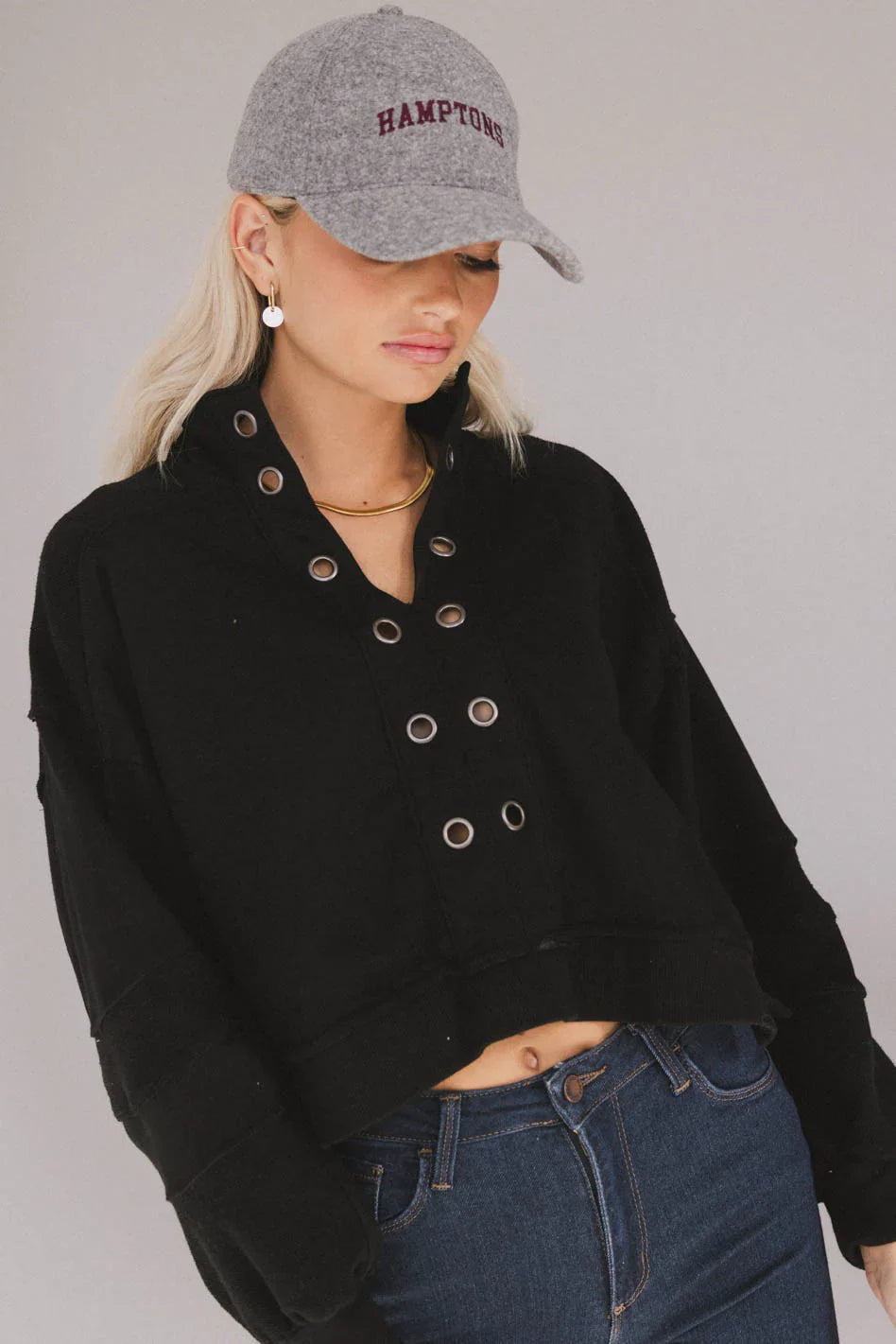 Maxfield Grommet Top in Black FINAL SALE