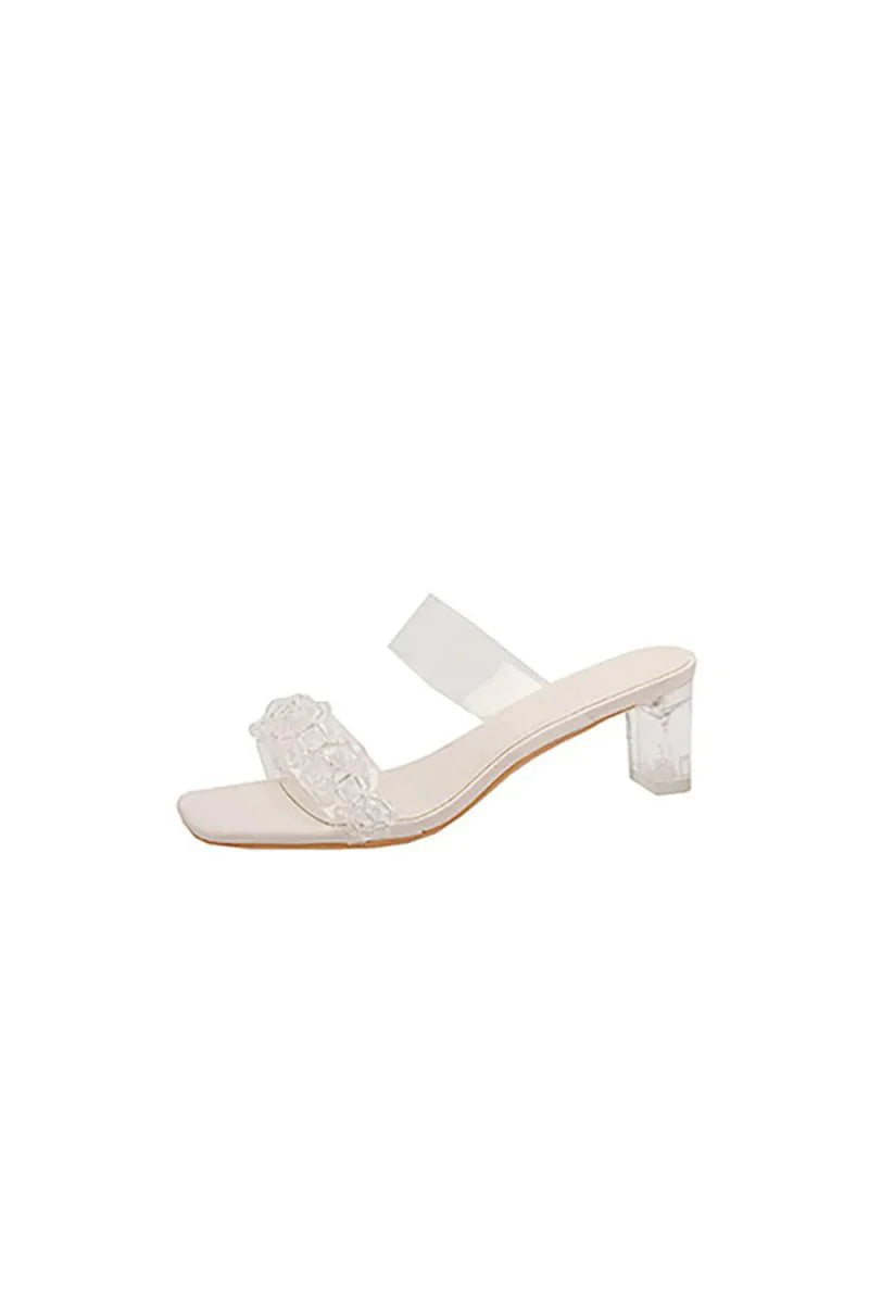 Outdoor Peep Toe Sandals Chunky Heel Fashion Shoes With Beaded