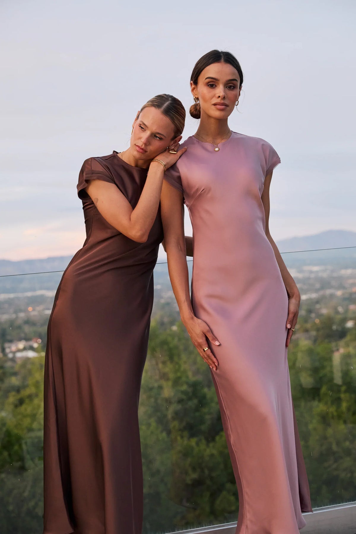 Hannah Satin Maxi Dress in Mauve