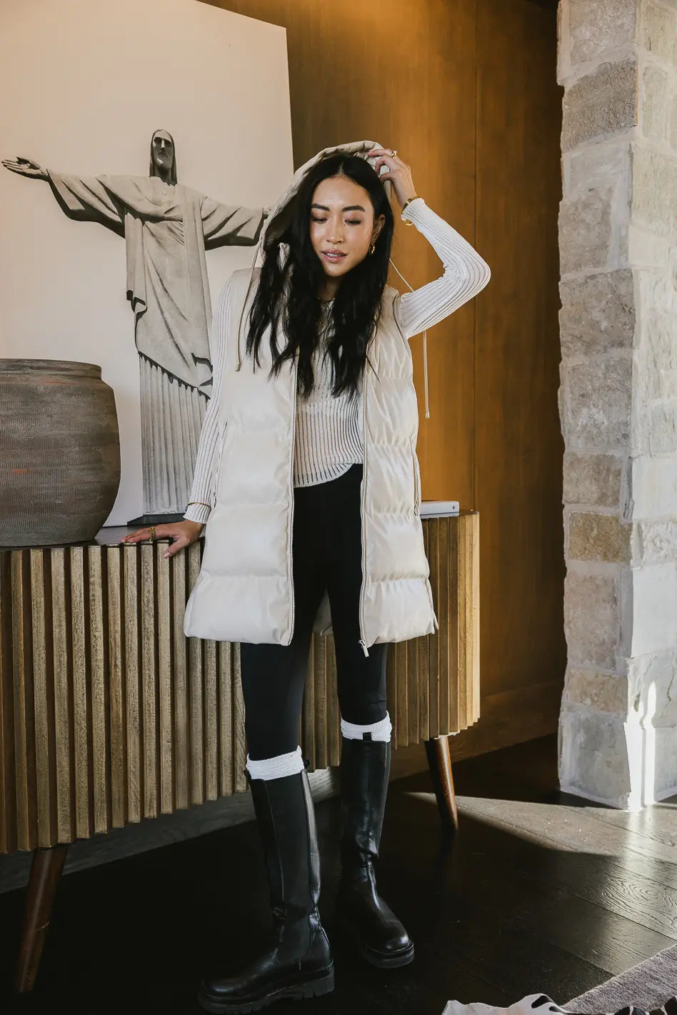 Layla Puffer Vest in Cream FINAL SALE