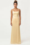Daffodil Sheath Spaghetti Straps Long Bridesmaid Dress