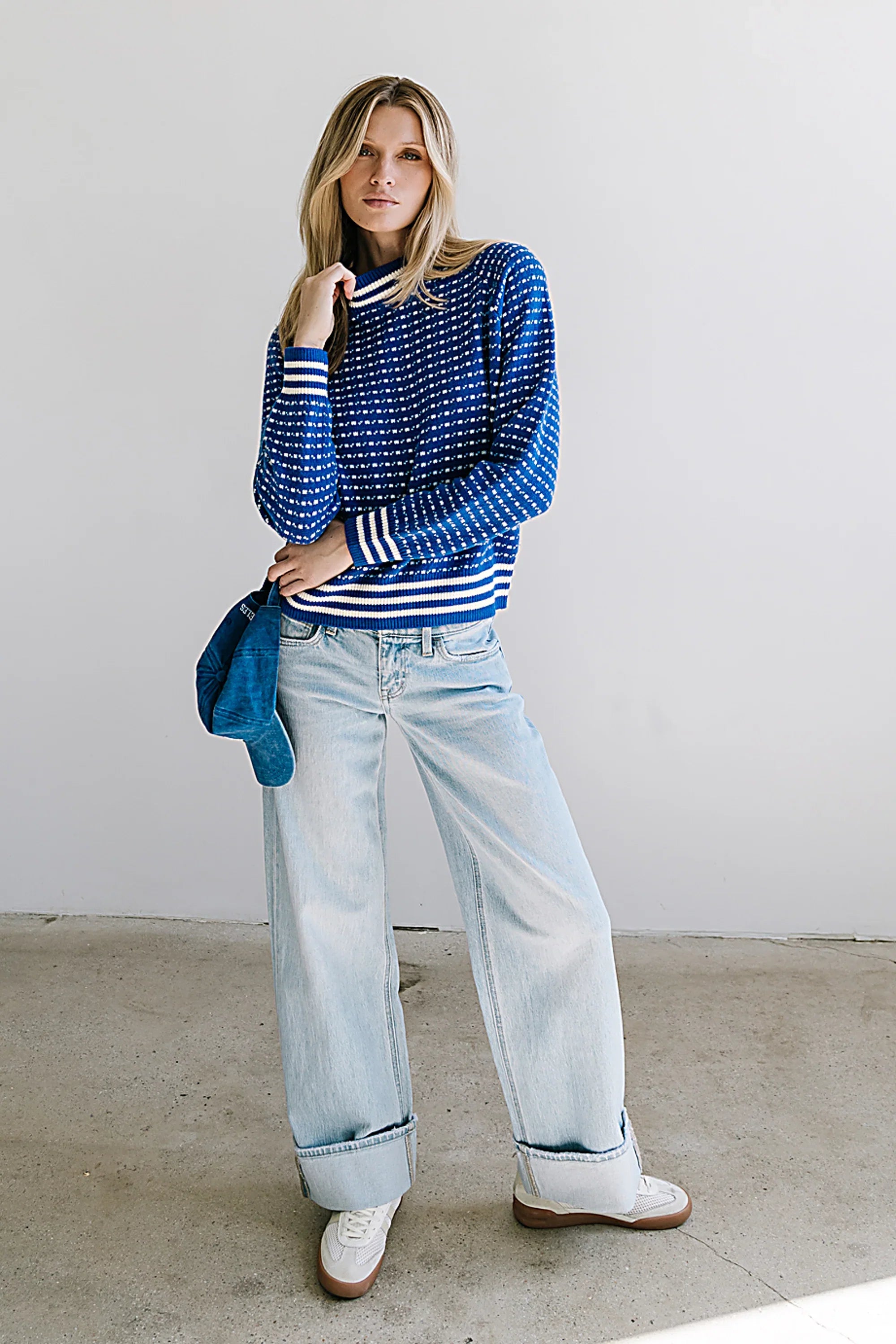 Monroe Knit Sweater in Blue FINAL SALE