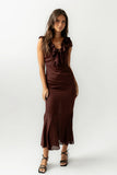 Reese Ruffle Maxi Dress in Red Brown FINAL SALE