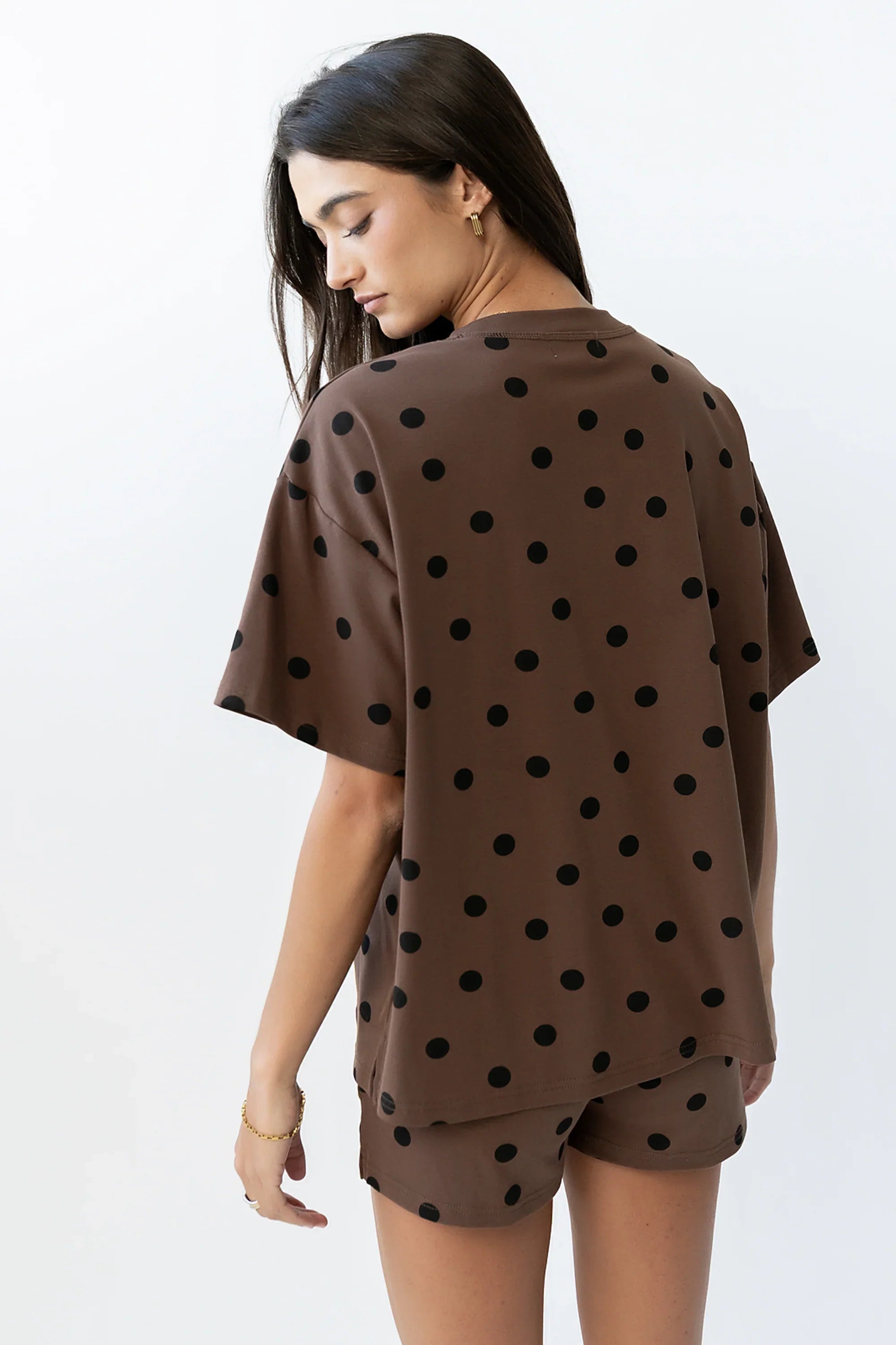 James Polka Dot Tee in Brown FINAL SALE