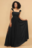 A Line Floor Length Chiffon Bridesmaid Dress With Ruffles