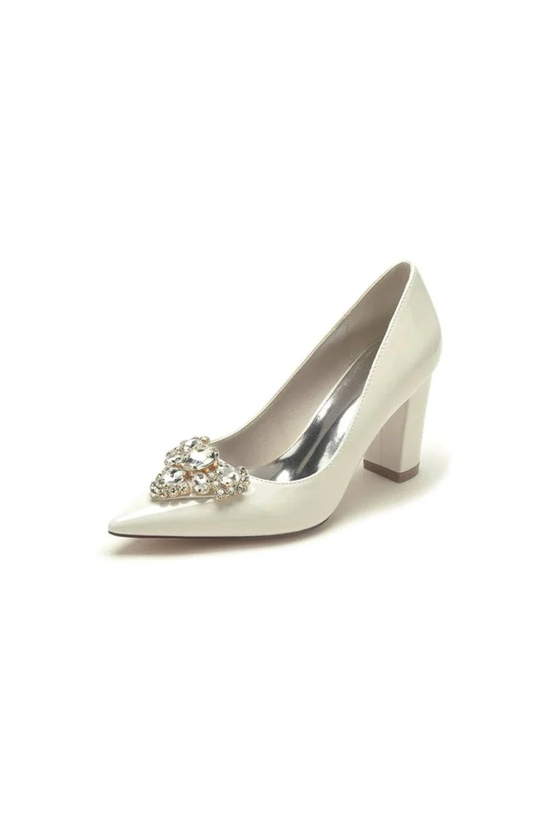 Burgundy High Heels with Gemstone Adorned Golden Buckle