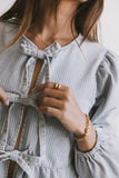 Maggie Peplum Tie Blouse in Light Wash FINAL SALE