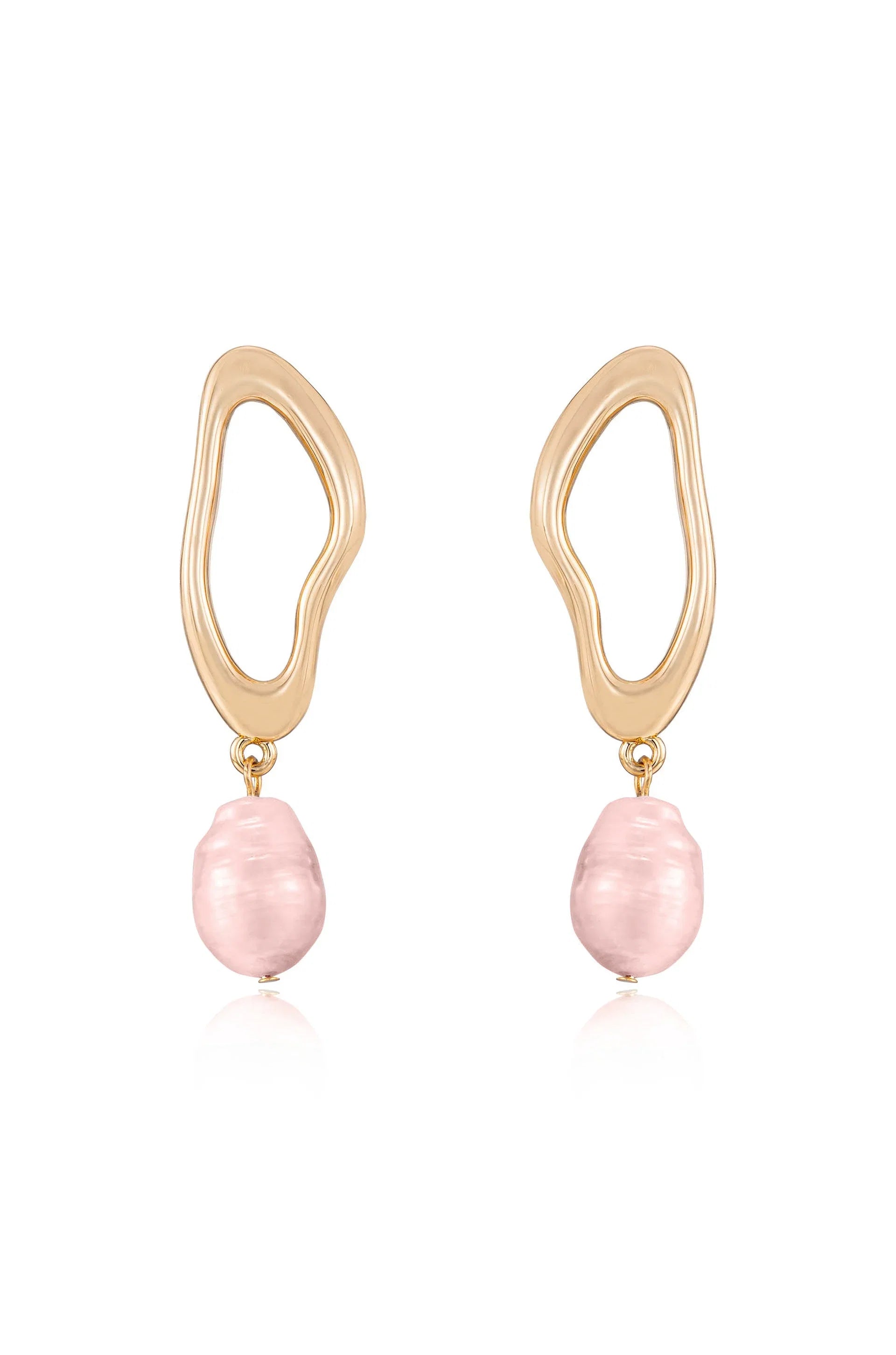 Open Circle Freshwater Pearl Earrings