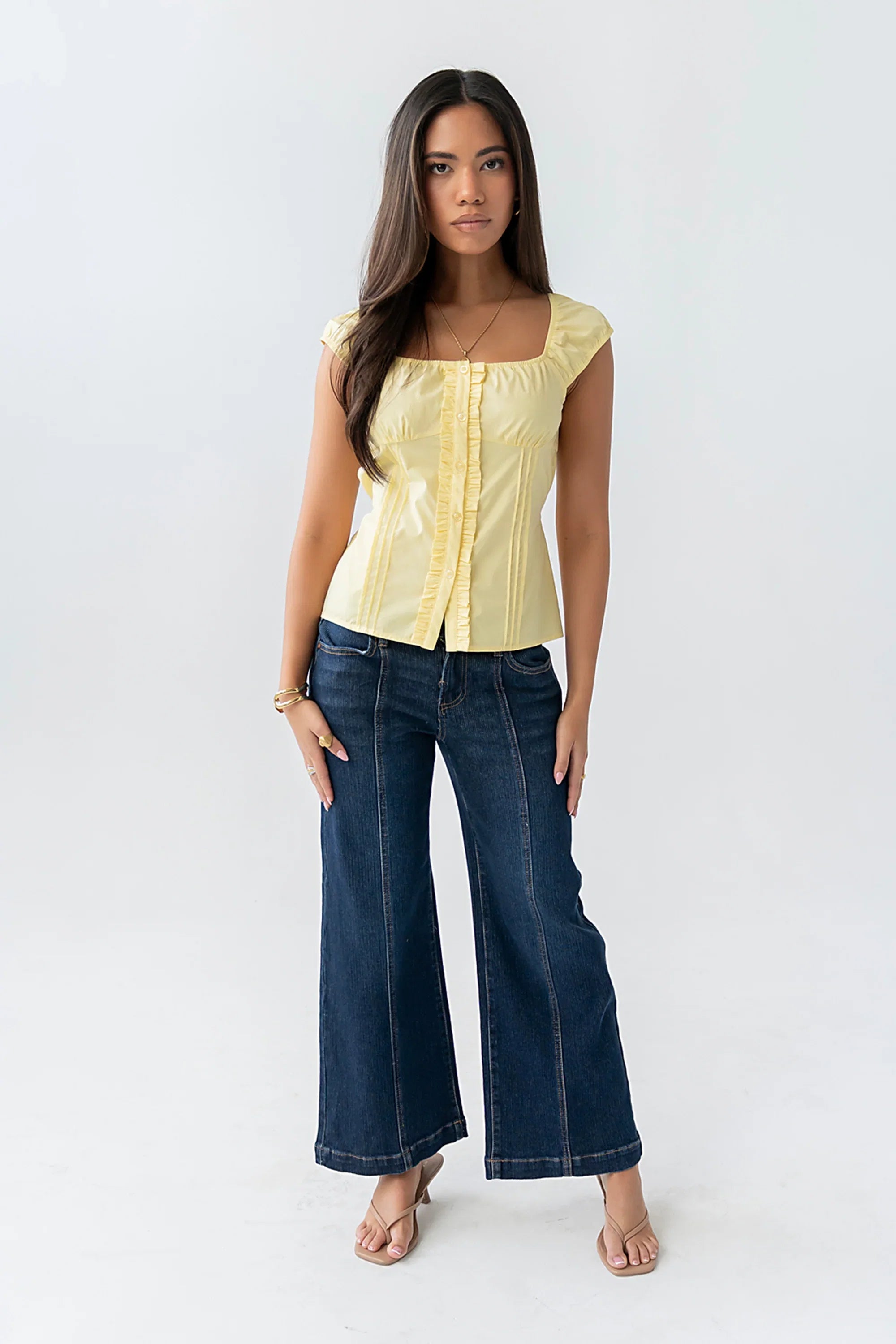 Paloma Pleated Blouse in Yellow