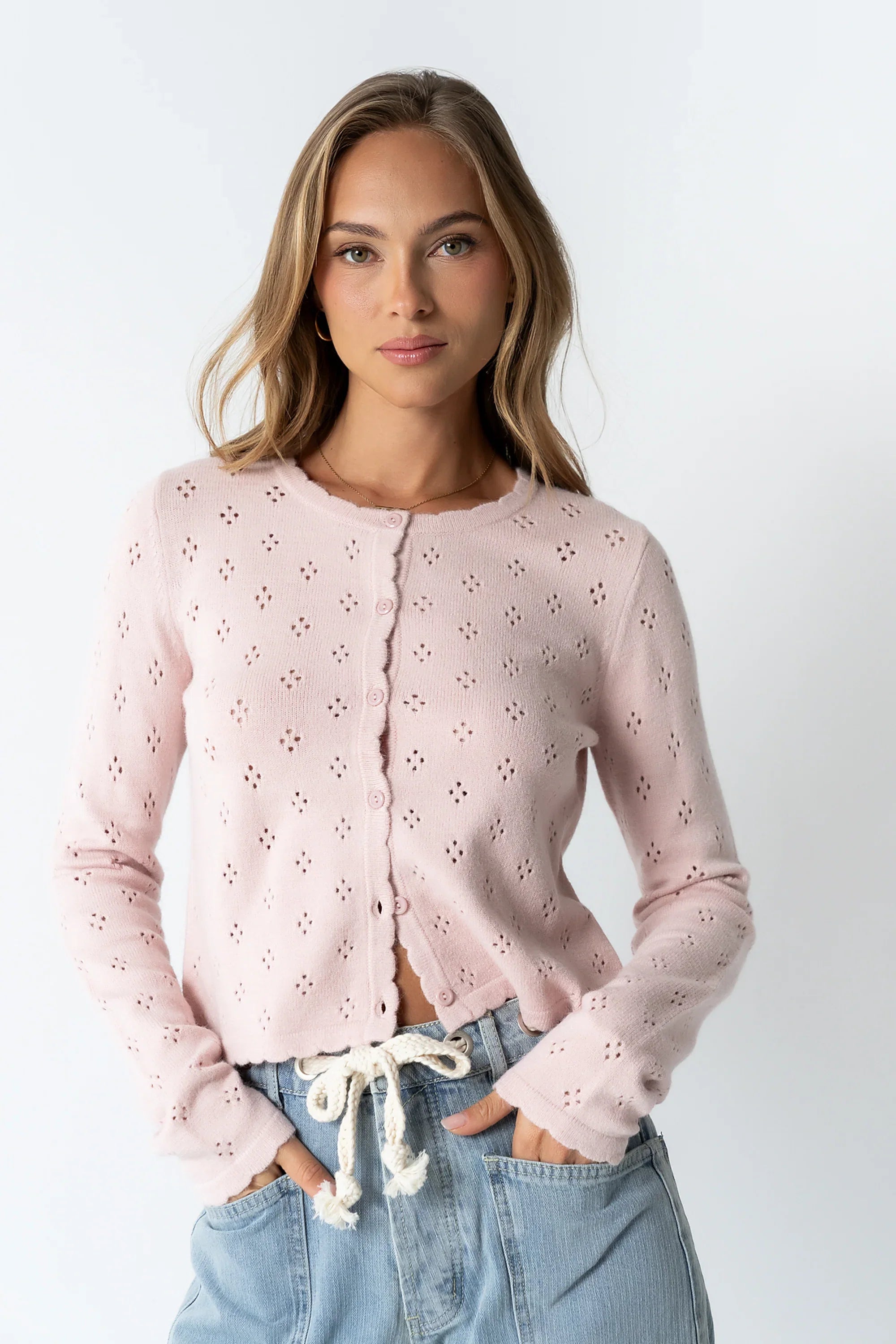 Kandy Scalloped Sweater in Pink