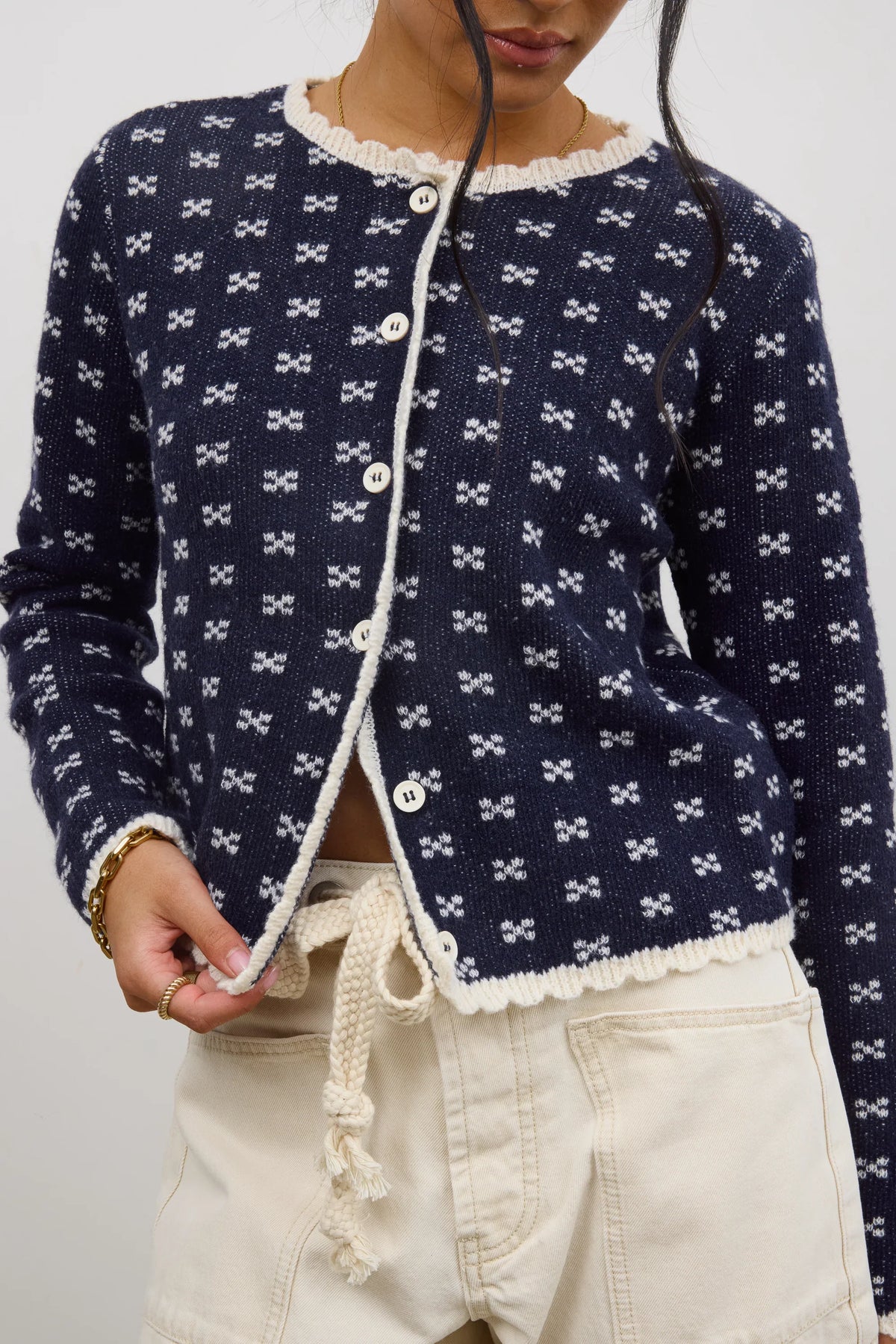 Courtney Scalloped Cardigan in Navy FINAL SALE