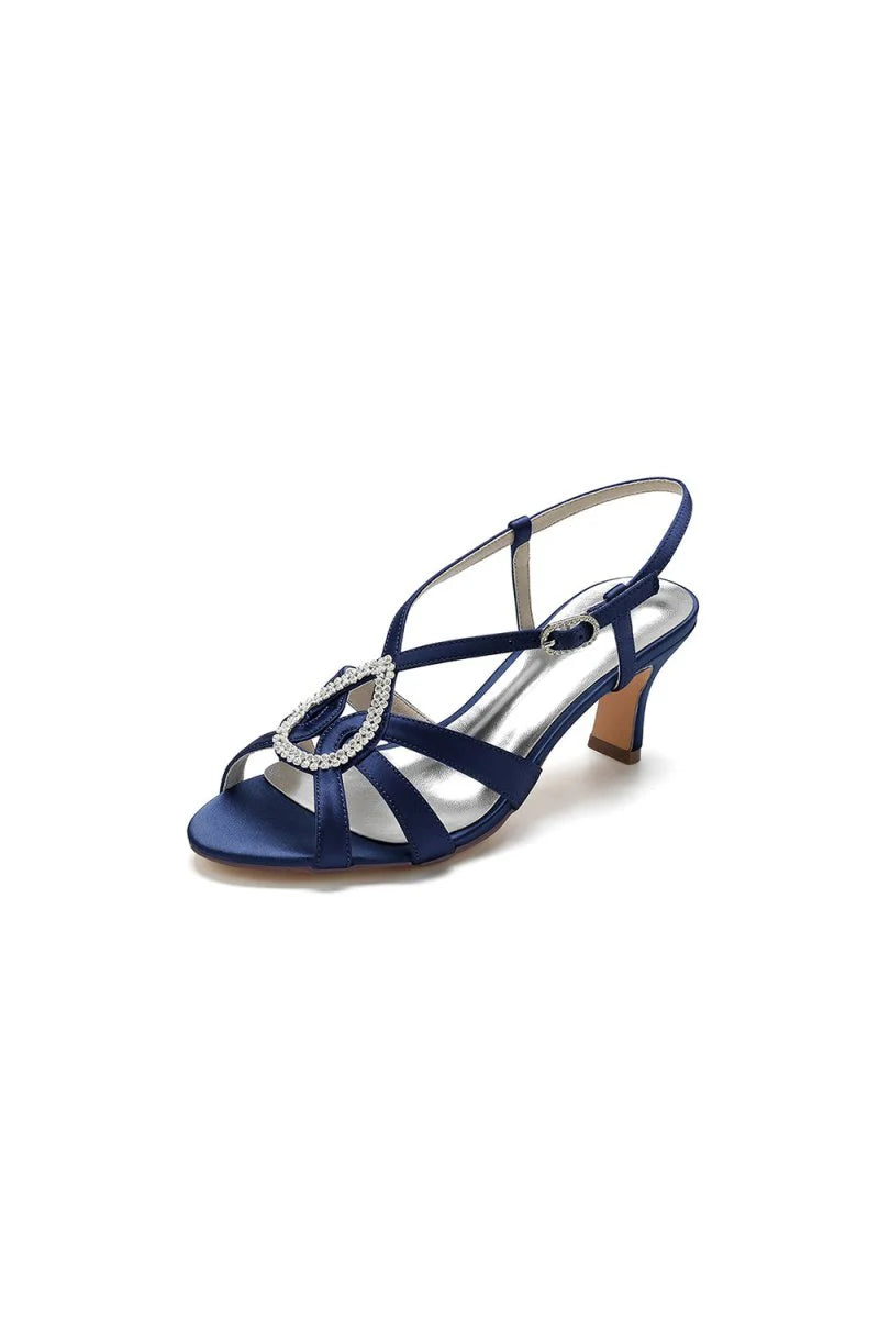 Chic Blue Silk Sandals Featuring Decorative Metal Ring