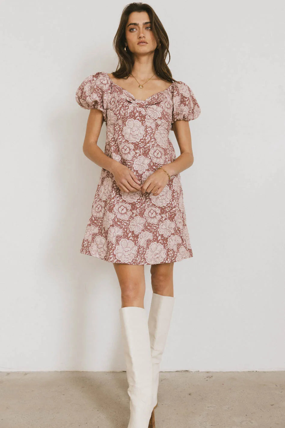 Darcella Floral Mini Dress in Mauve FINAL SALE
