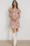 Darcella Floral Mini Dress in Mauve FINAL SALE