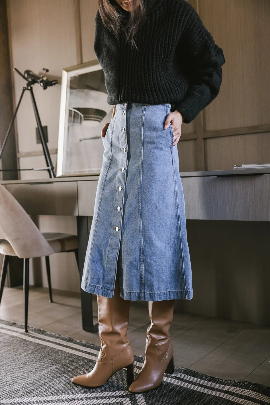 Kaylee Button Denim Skirt FINAL SALE