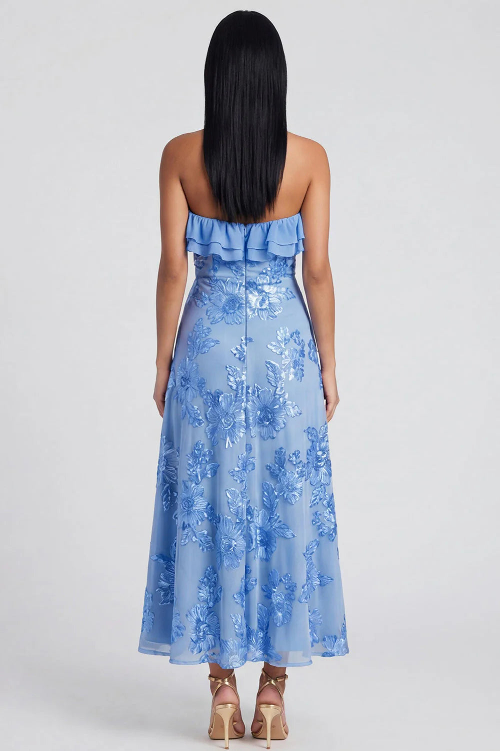 Sweetheart A Line Light Blue Wedding Guest Dress with Appliques