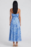 Sweetheart A Line Light Blue Wedding Guest Dress with Appliques