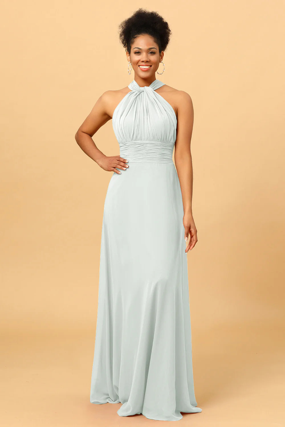 A Line Convertible Long Chiffon Bridesmaid Dress