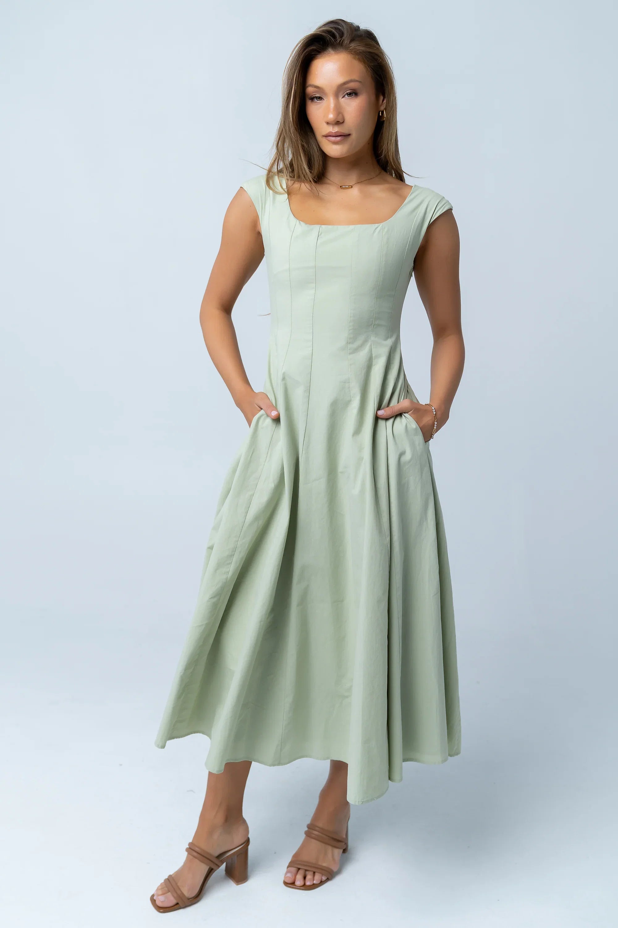 Colin Midi Dress in Sage