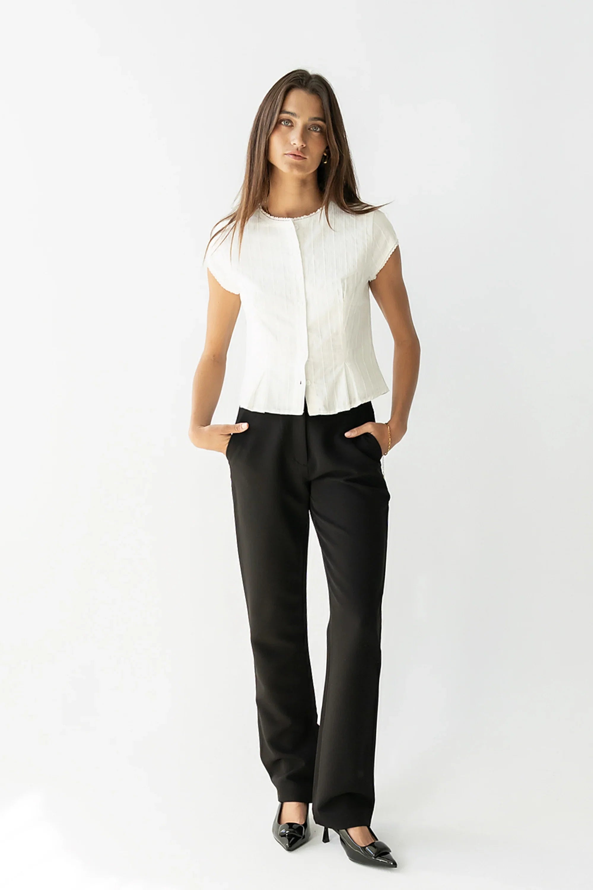 Montie Straight Leg Trousers in Black
