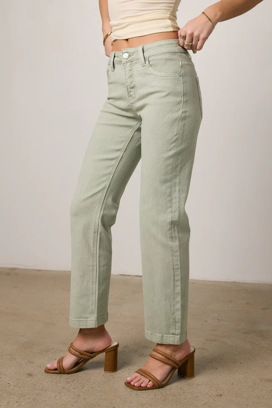 Nyla Straight Leg Jeans in Sage FINAL SALE