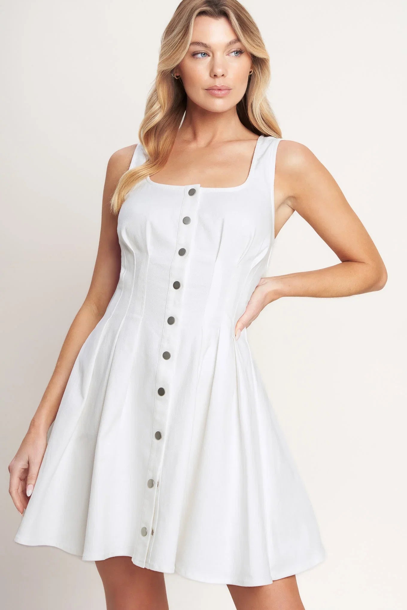 SUMMER PROMISE WHITE DENIM MINI DRESS