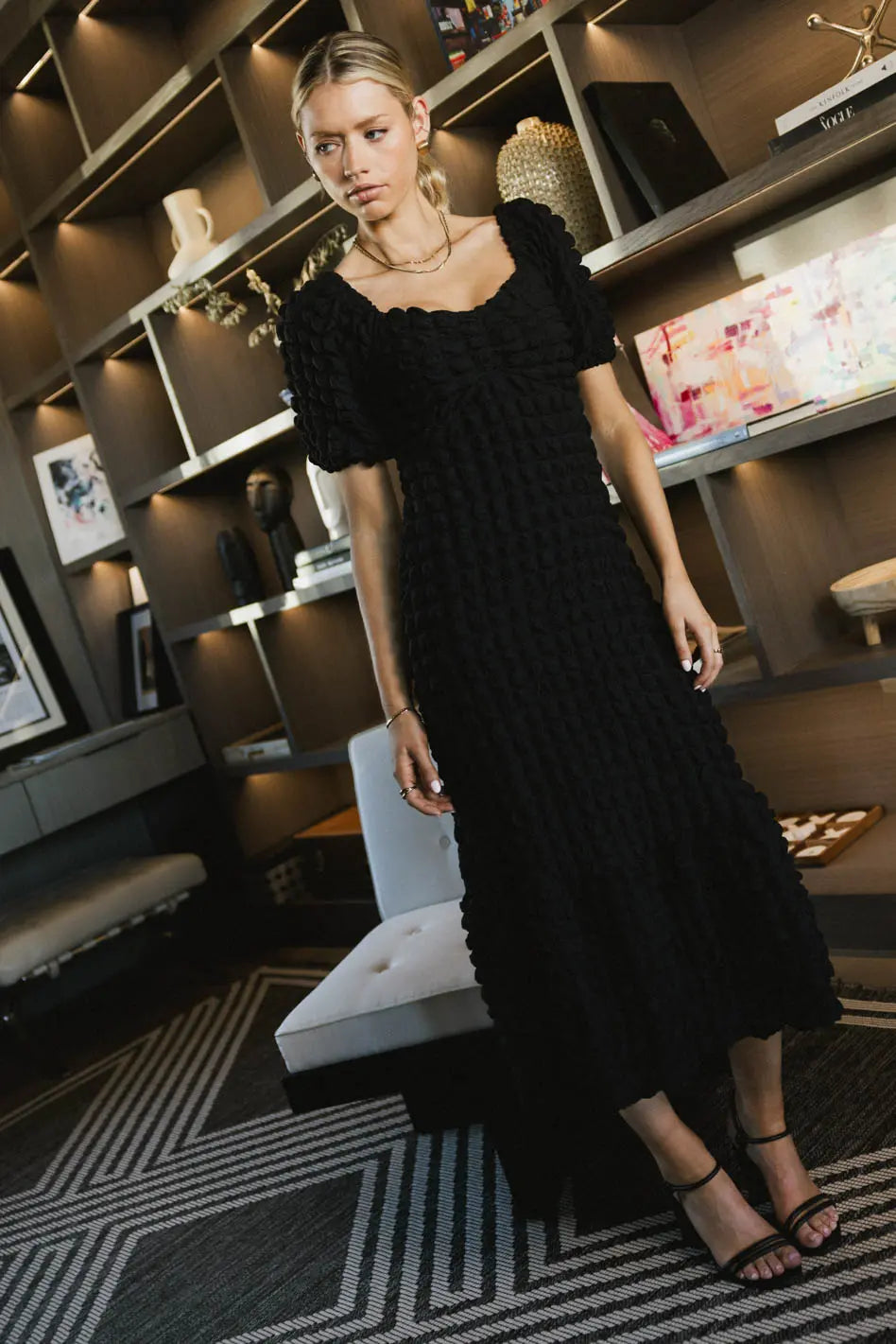 Miley Bubble Texture Dress in Black FINAL SALE