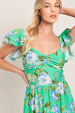 FRESH BLOSSOM GREEN FLORAL MAXI DRESS