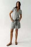 Finneas Denim Shorts in Grey Paisley