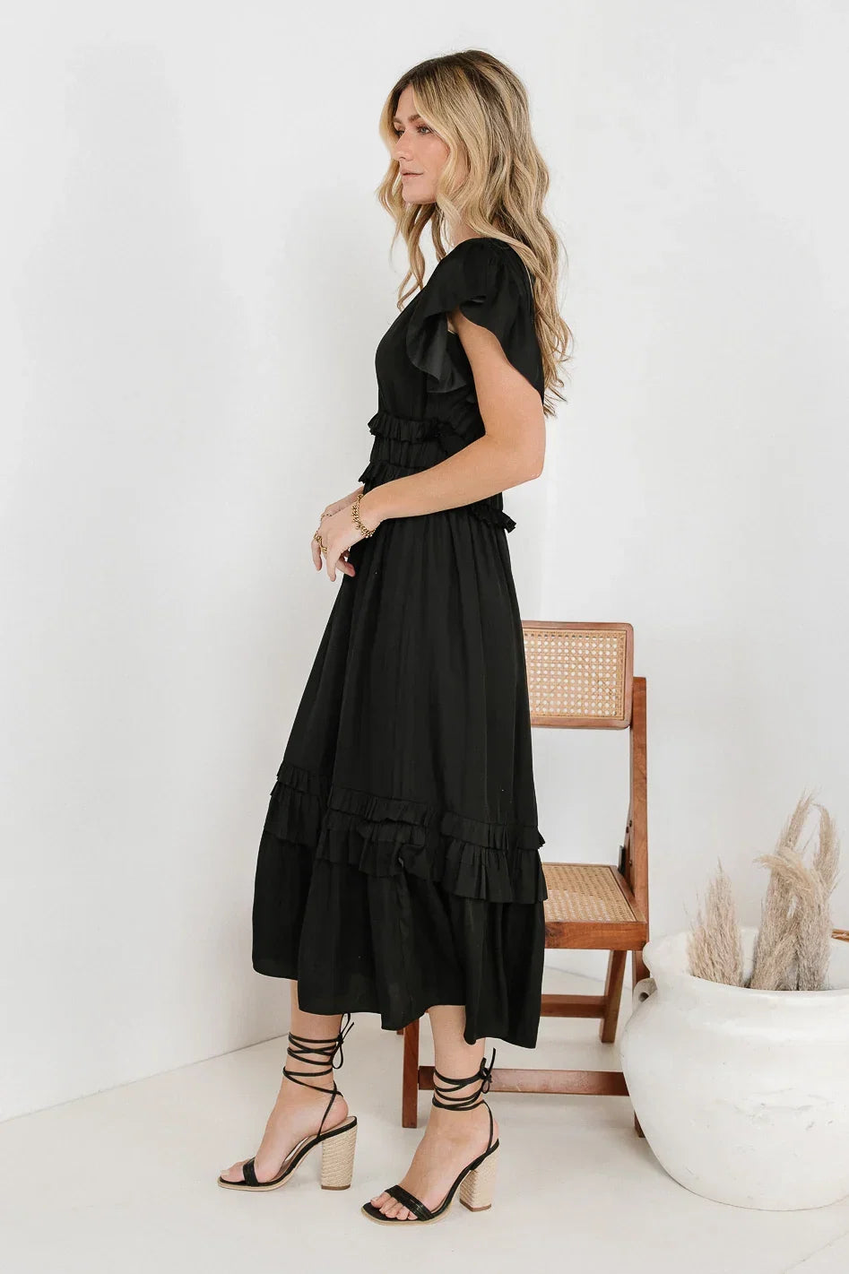 Willa Ruffle Dress in Black FINAL SALE