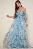 Breezy Maxi Dress Floral Blue Organza