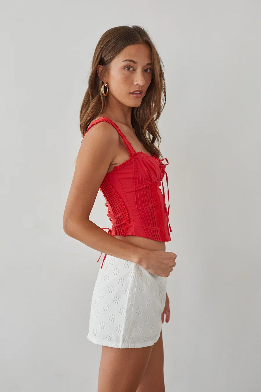 Kaylee Ditsy Eyelet Lace Mini Skort