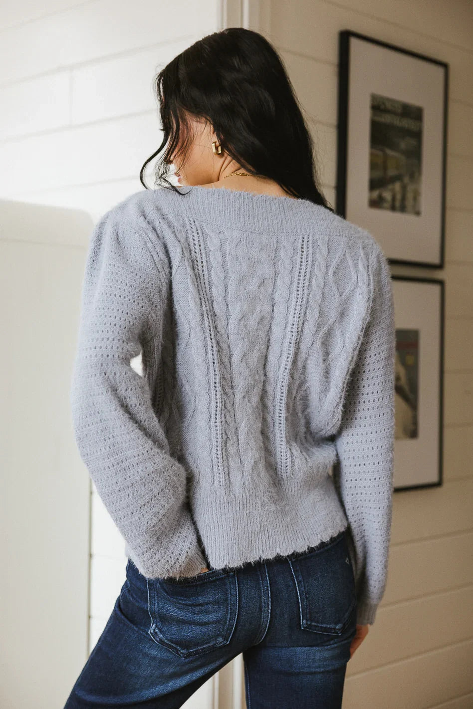 Dakota Cable Knit Sweater in Blue FINAL SALE