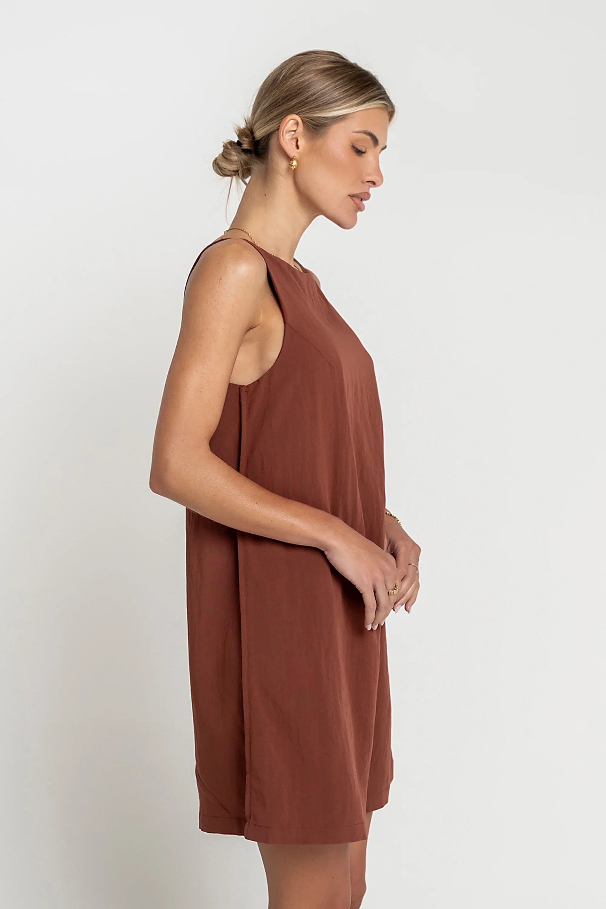 Aria Mini Dress in Brown