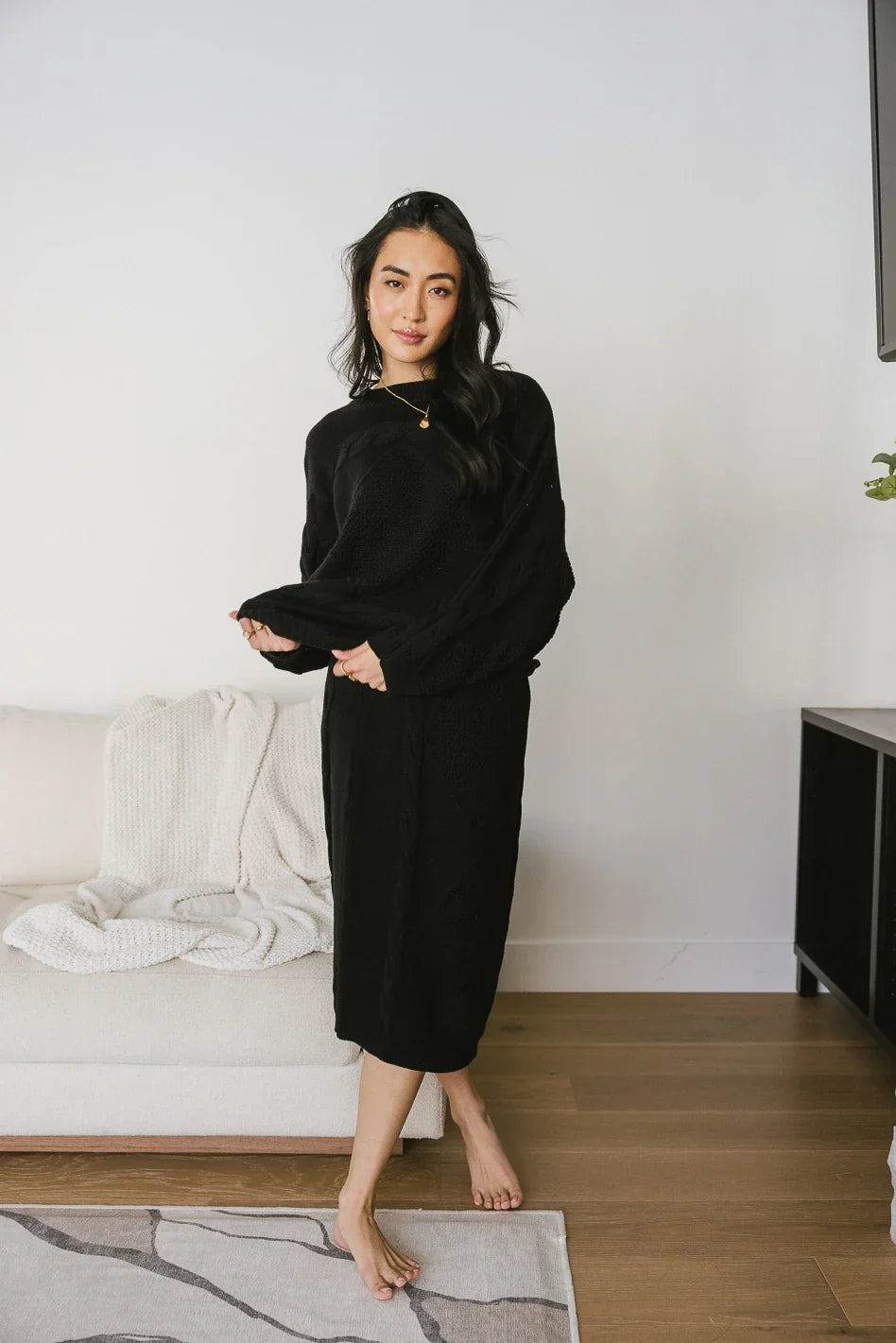 Lilly Cable Knit Skirt in Black FINAL SALE