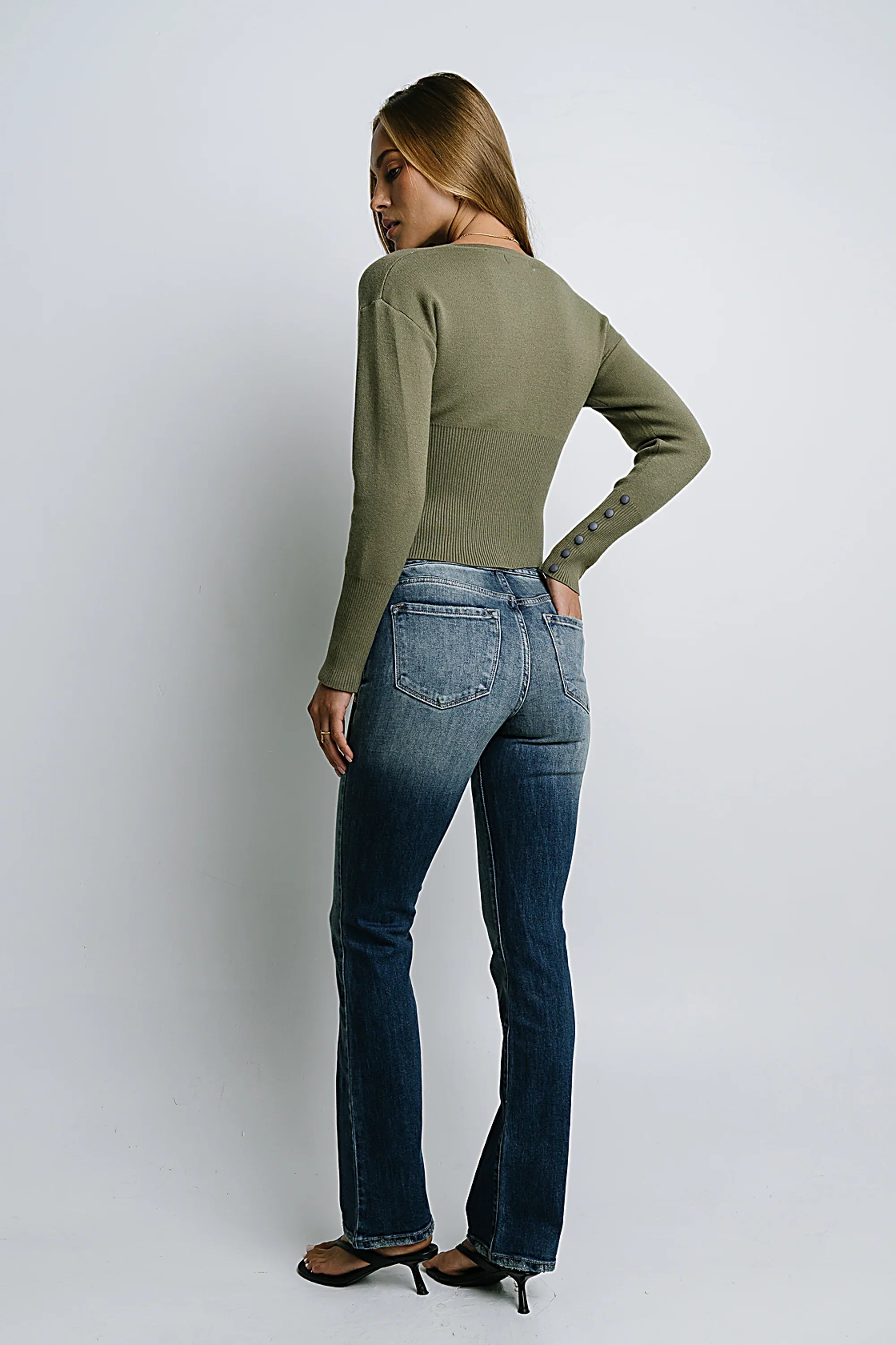 Julia Ribbed Cardigan in Olive FINAL SALE