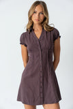 Lockie Pinstripe Mini Dress in Dark Brown FINAL SALE