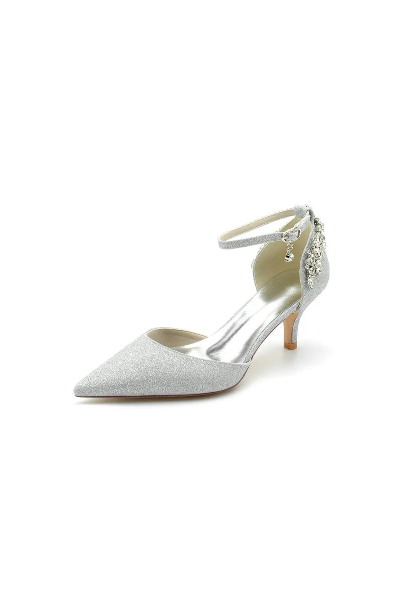 Ankle Strap Wedding Shoes with Rhinestone