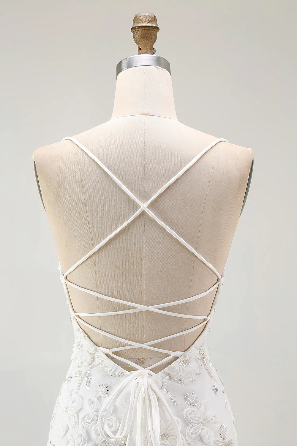 Bodycon White Spaghetti Straps Homecoming Dress with 3D Flowers