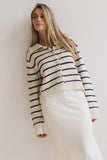 Dolly Striped Knit Cardigan in Navy FINAL SALE