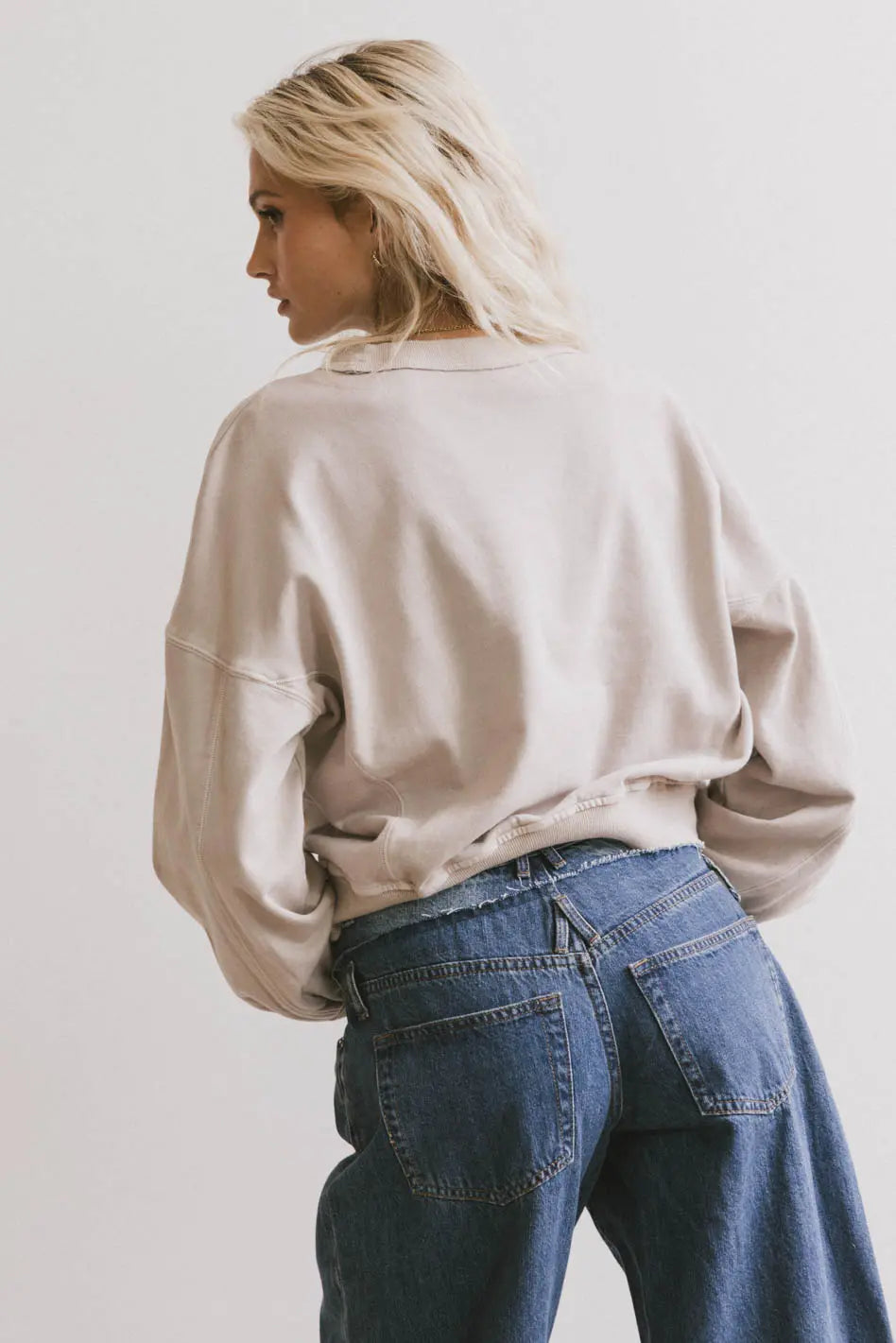 Sutton Exposed Seam Crewneck in Bone FINAL SALE