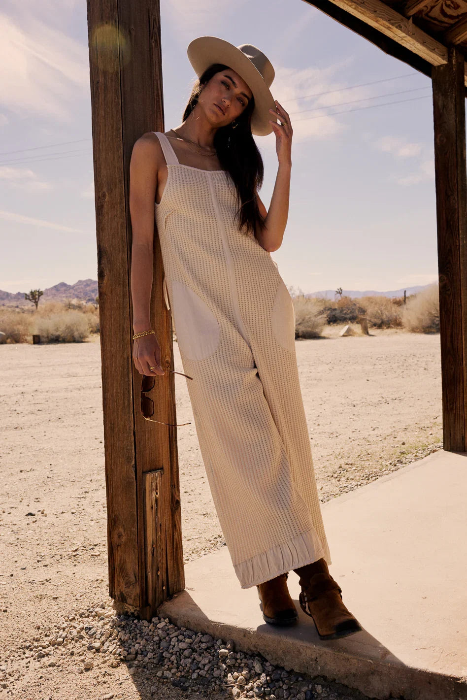 Addey Knit Overalls in Cream FINAL SALE