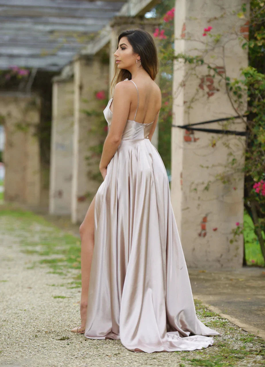 LOTTIE GOWN SATIN A LINE DRESS