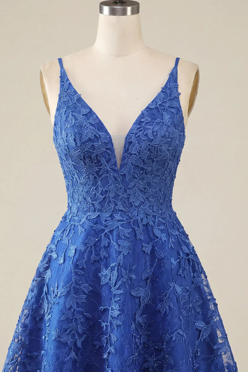Royal Blue Applique Spaghetti Straps A Line Homecoming Dress